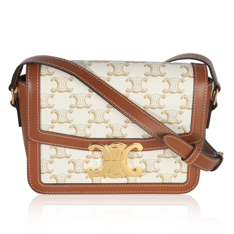 White Calfskin Triomphe Canvas Teen Triomphe