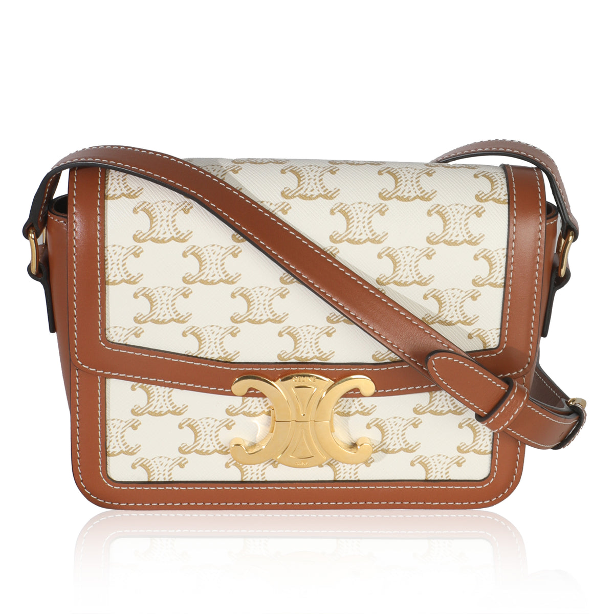 White Calfskin Triomphe Canvas Teen Triomphe