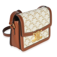 White Calfskin Triomphe Canvas Teen Triomphe