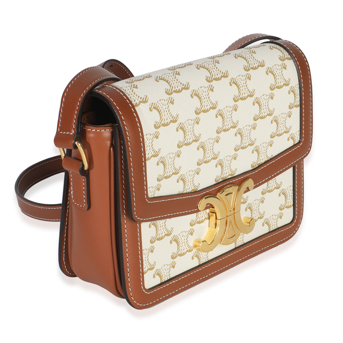 White Calfskin Triomphe Canvas Teen Triomphe