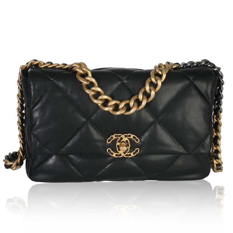 20A Black Quilted Lambskin Large Chanel 19 Flap Bag