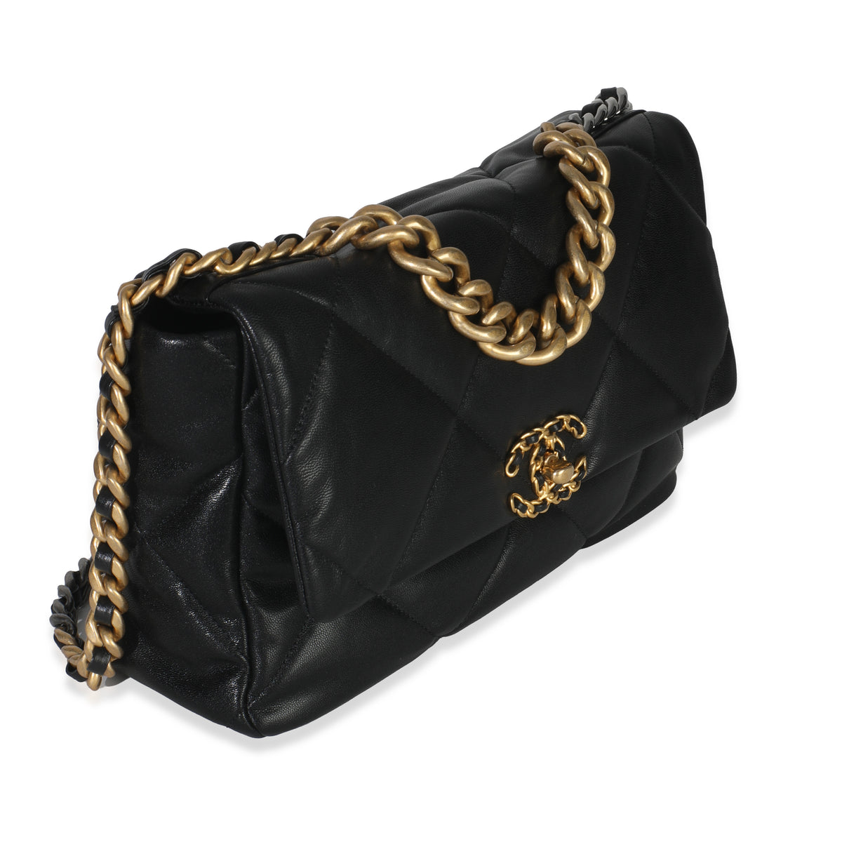 20A Black Quilted Lambskin Large Chanel 19 Flap Bag
