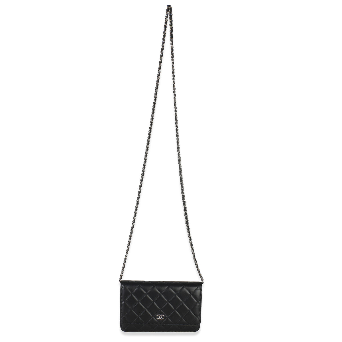 Black Quilted Lambskin Classic Wallet On Chain