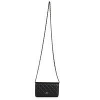 Black Quilted Lambskin Classic Wallet On Chain