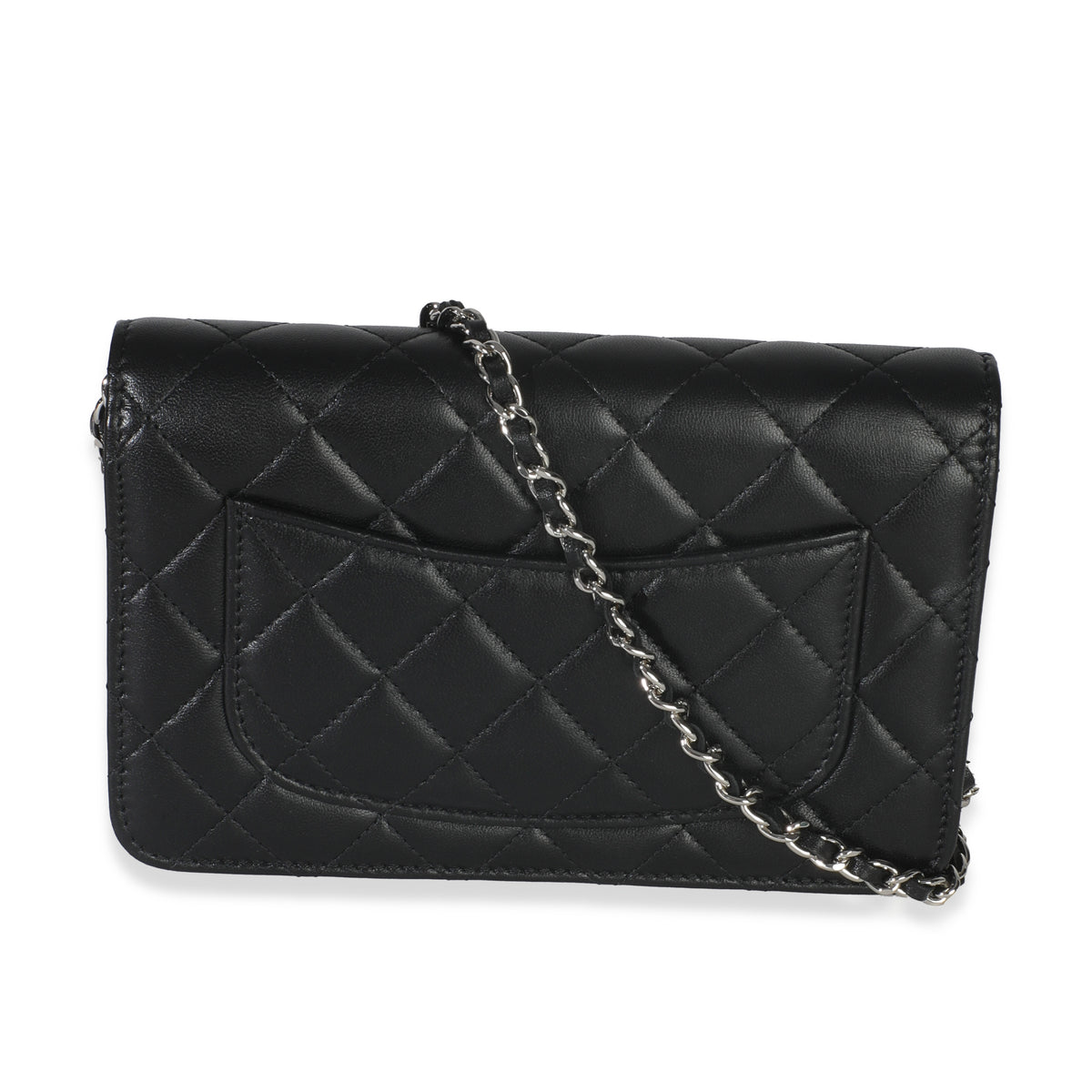 Black Quilted Lambskin Classic Wallet On Chain
