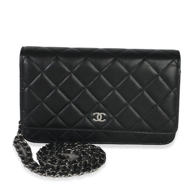 Black Quilted Lambskin Classic Wallet On Chain