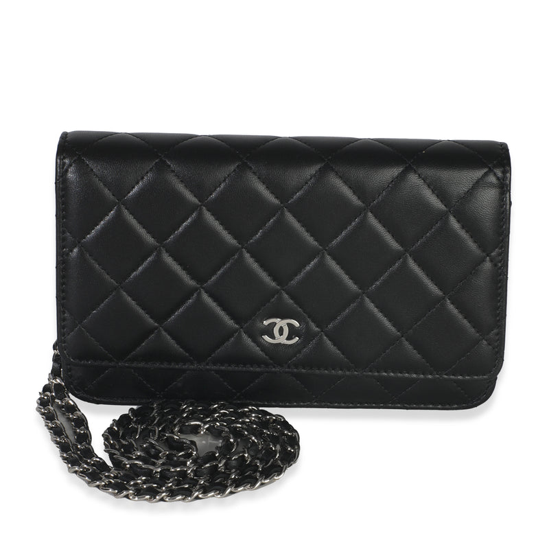 Black Quilted Lambskin Classic Wallet On Chain