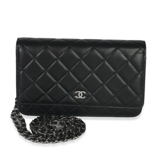 Black Quilted Lambskin Classic Wallet On Chain