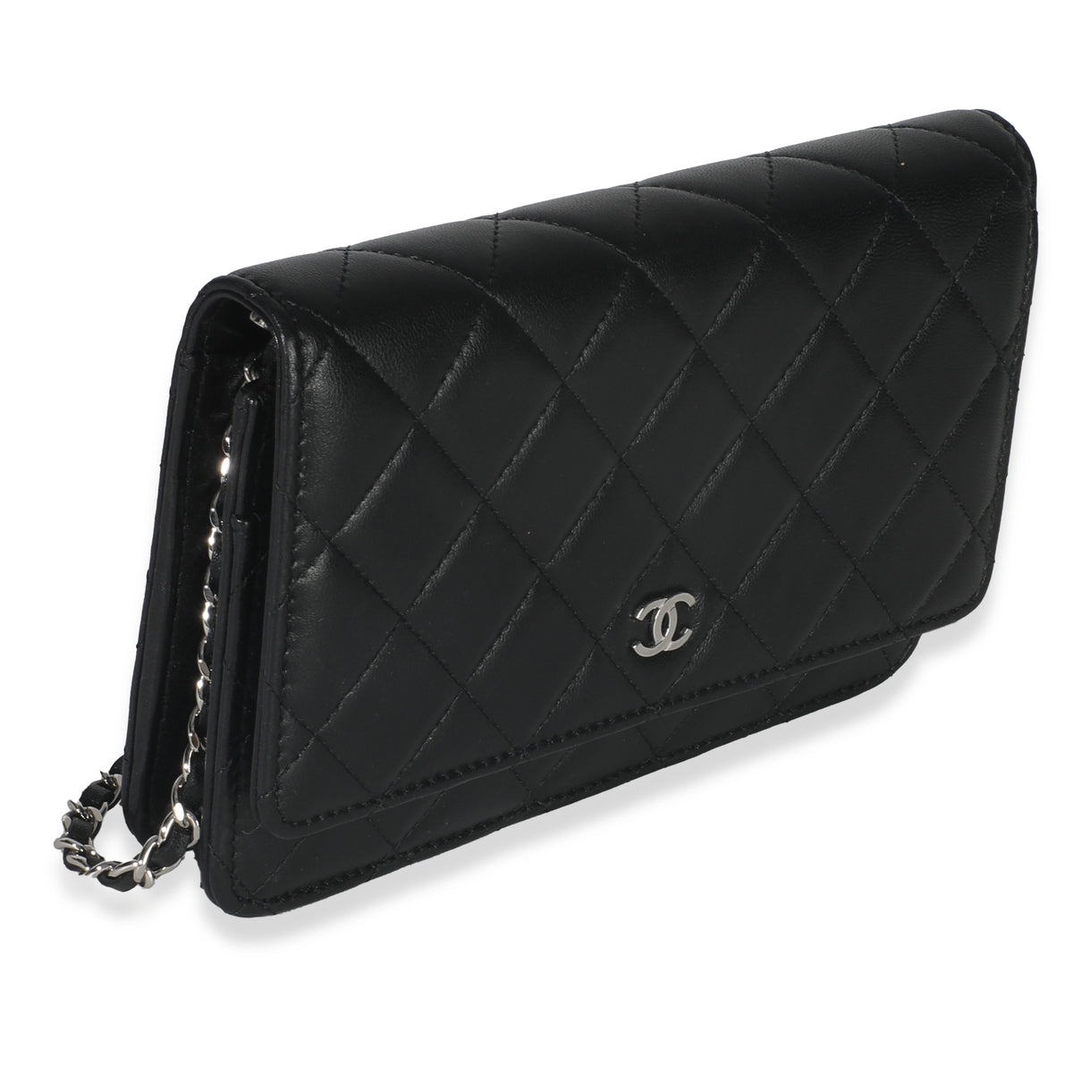 Black Quilted Lambskin Classic Wallet On Chain