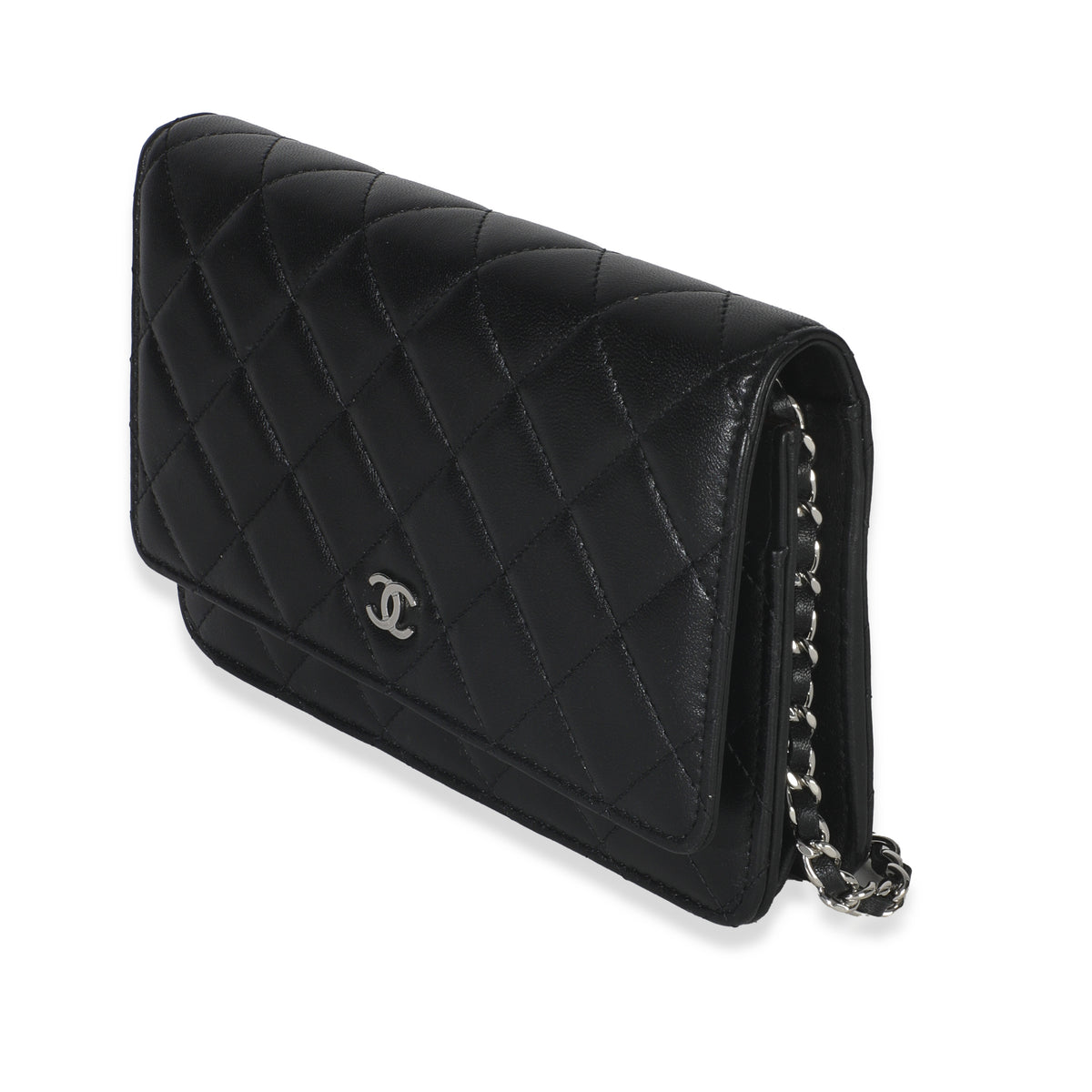 Black Quilted Lambskin Classic Wallet On Chain