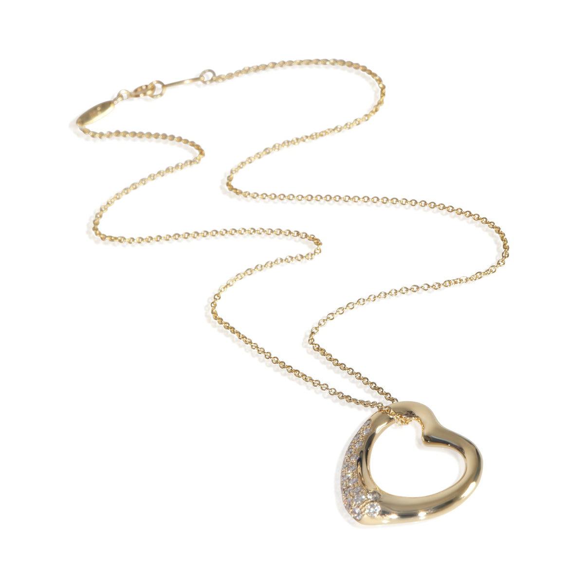 Yellow Gold Diamond Elsa Peretti Open Heart Pendant