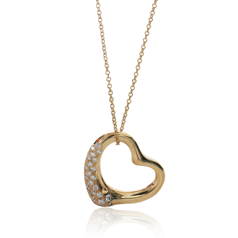 Yellow Gold Diamond Elsa Peretti Open Heart Pendant