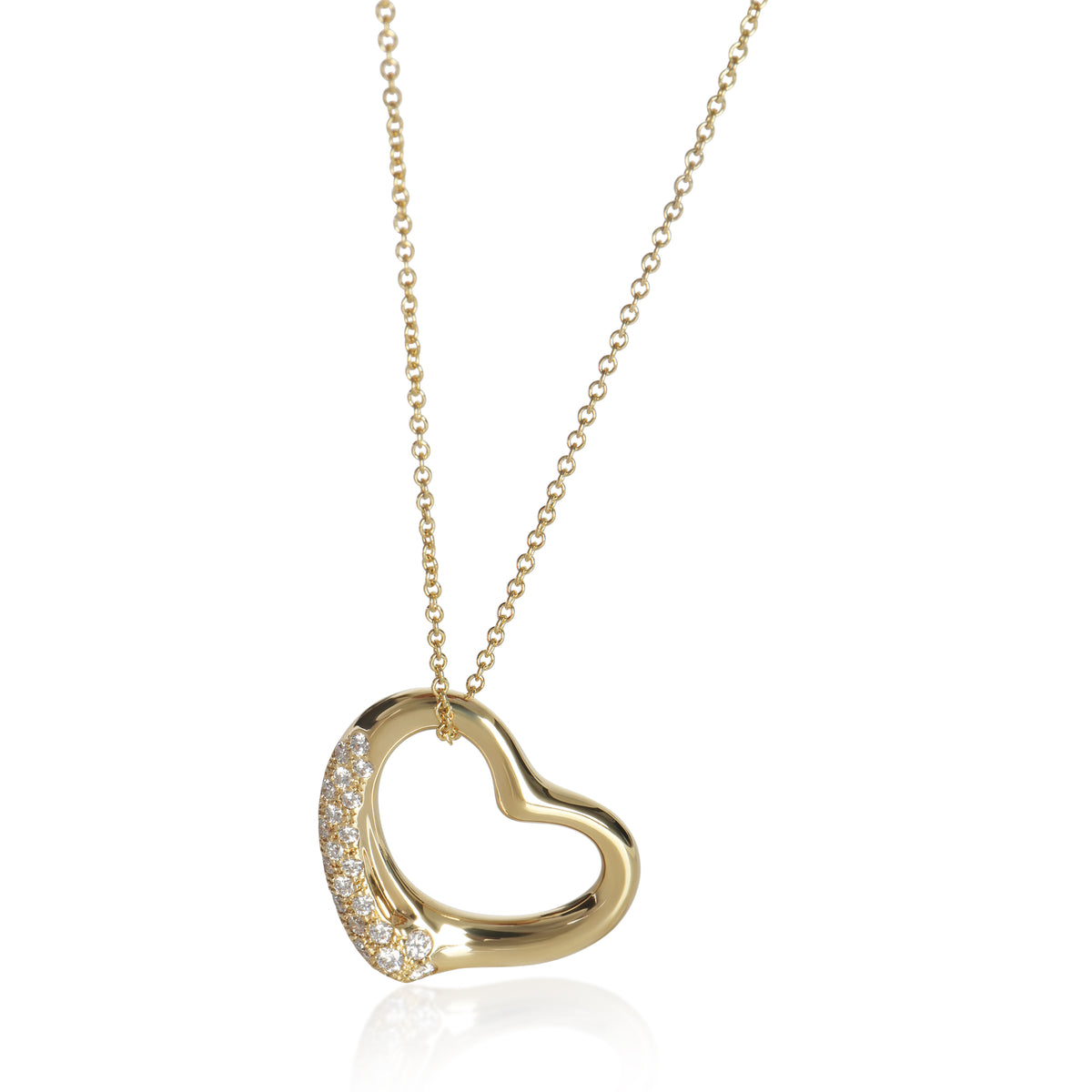 Yellow Gold Diamond Elsa Peretti Open Heart Pendant
