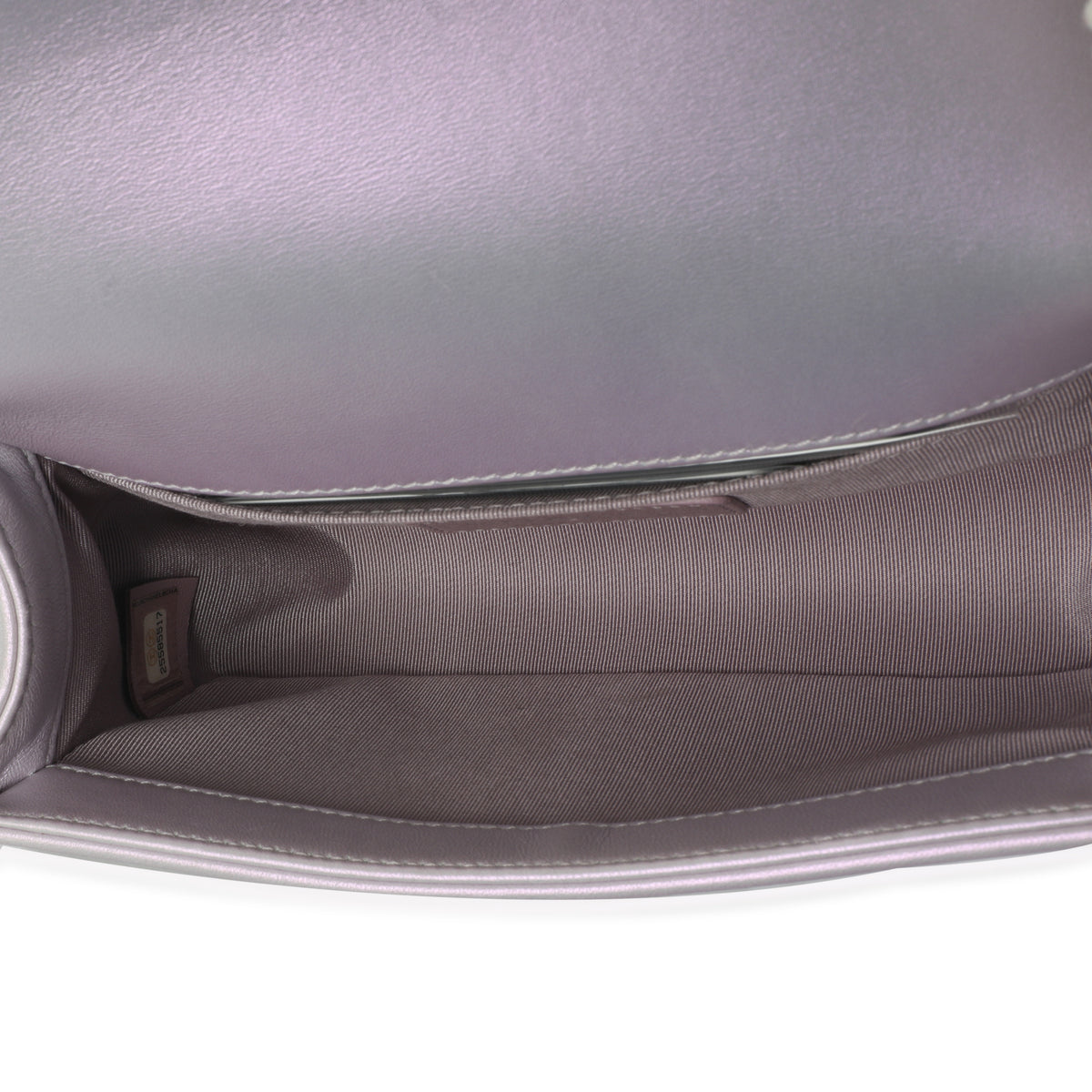 Purple Metallic Lambskin Chevron Quilted Small Boy Bag