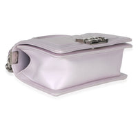 Purple Metallic Lambskin Chevron Quilted Small Boy Bag