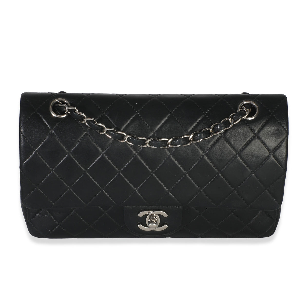 Vintage Black Quilted Lambskin Medium Classic Double Flap Bag