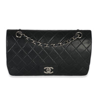 Vintage Black Quilted Lambskin Medium Classic Double Flap Bag