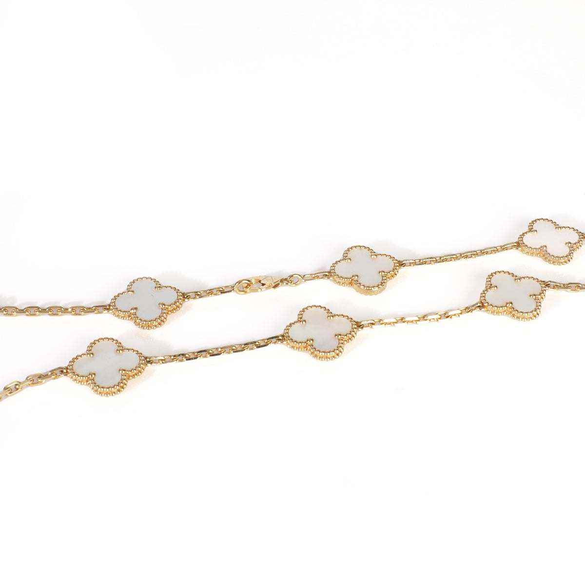 Yellow Gold Mother Of Pearl Vintage Alhambra Necklace