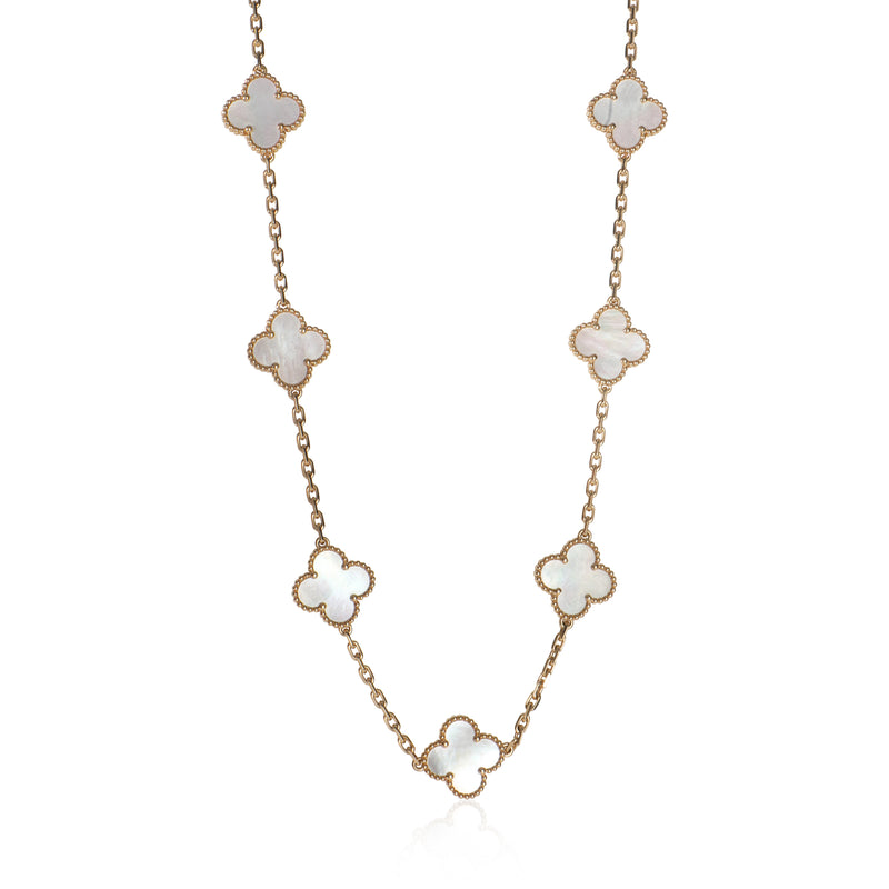 Yellow Gold Mother Of Pearl Vintage Alhambra Necklace