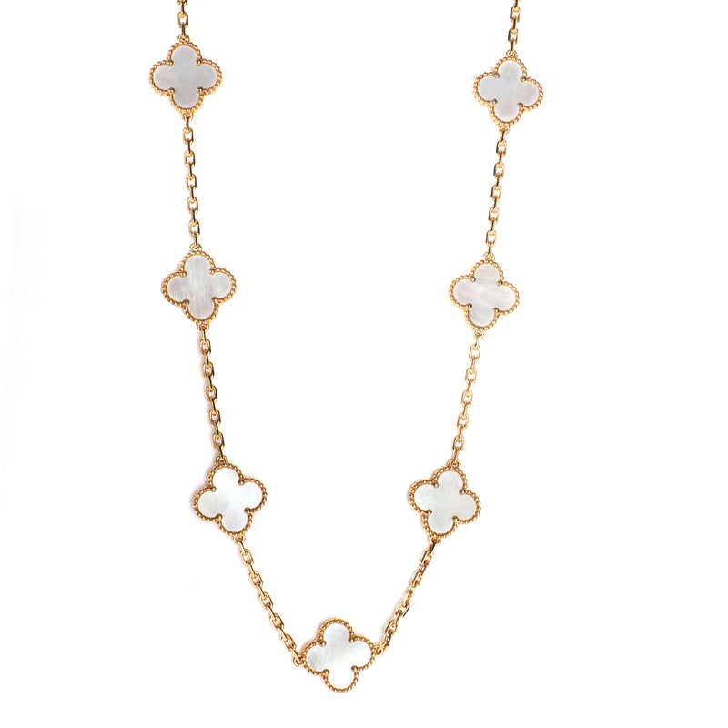 Yellow Gold Mother Of Pearl Vintage Alhambra Necklace