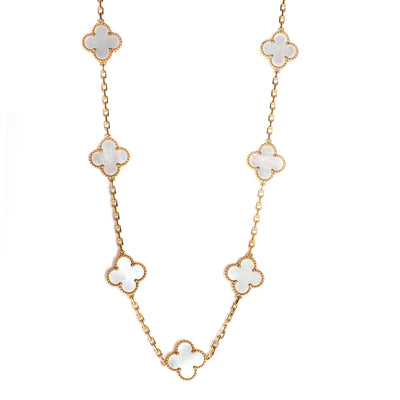 Yellow Gold Mother Of Pearl Vintage Alhambra Necklace