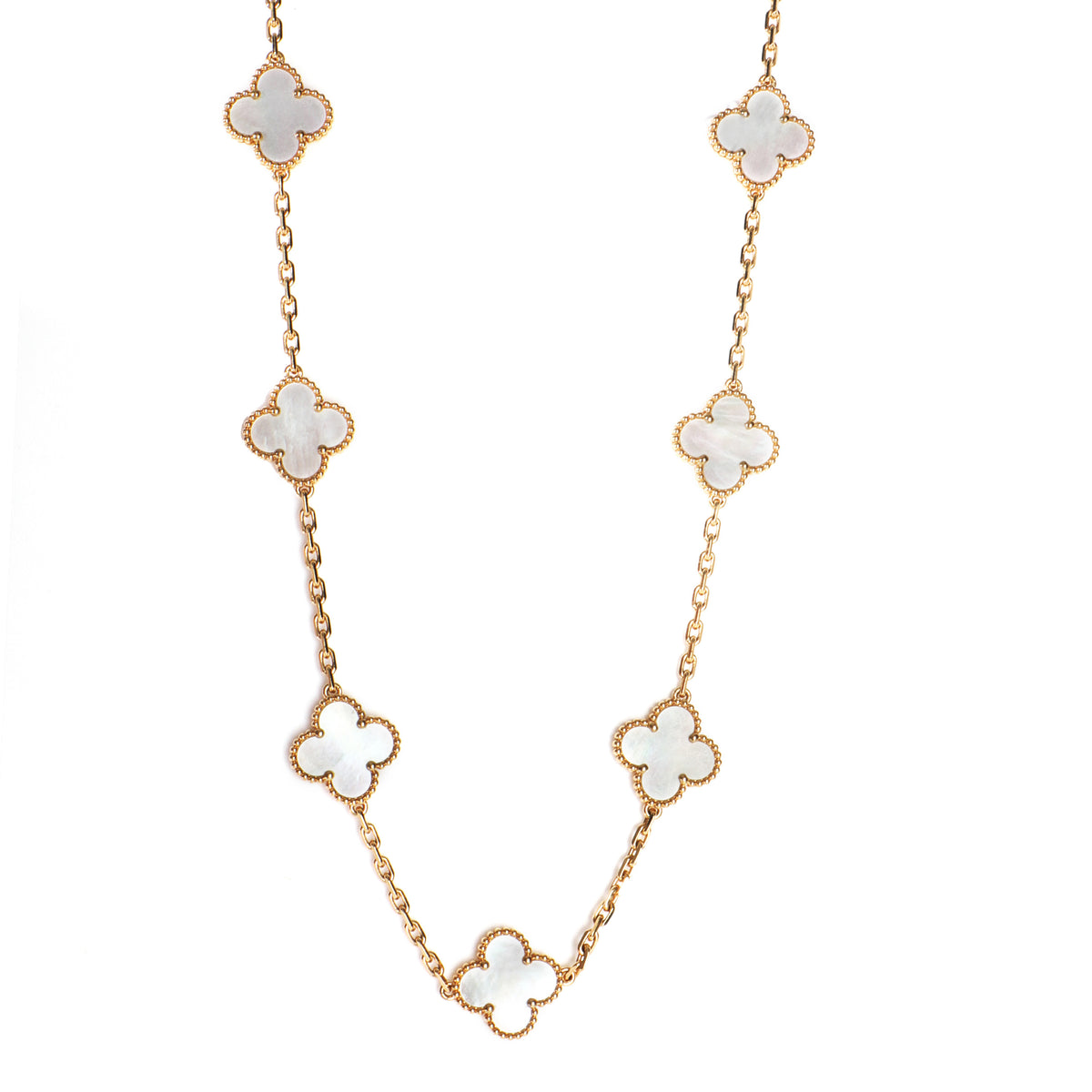 Yellow Gold Mother Of Pearl Vintage Alhambra Necklace