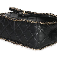 Black Quilted Lambskin Running Chain Small Flap Bag