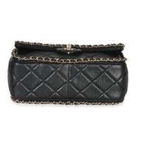 Black Quilted Lambskin Running Chain Small Flap Bag