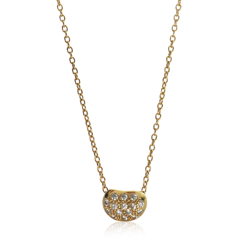 Yellow Gold Diamond Elsa Peretti Bean Pendant