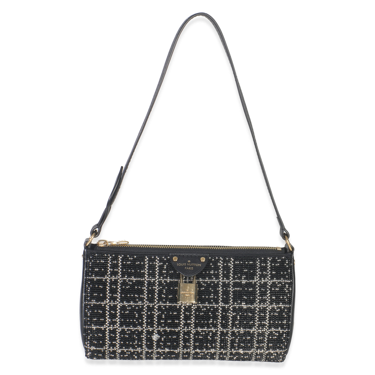 Black White Beaded Pochette Tirette