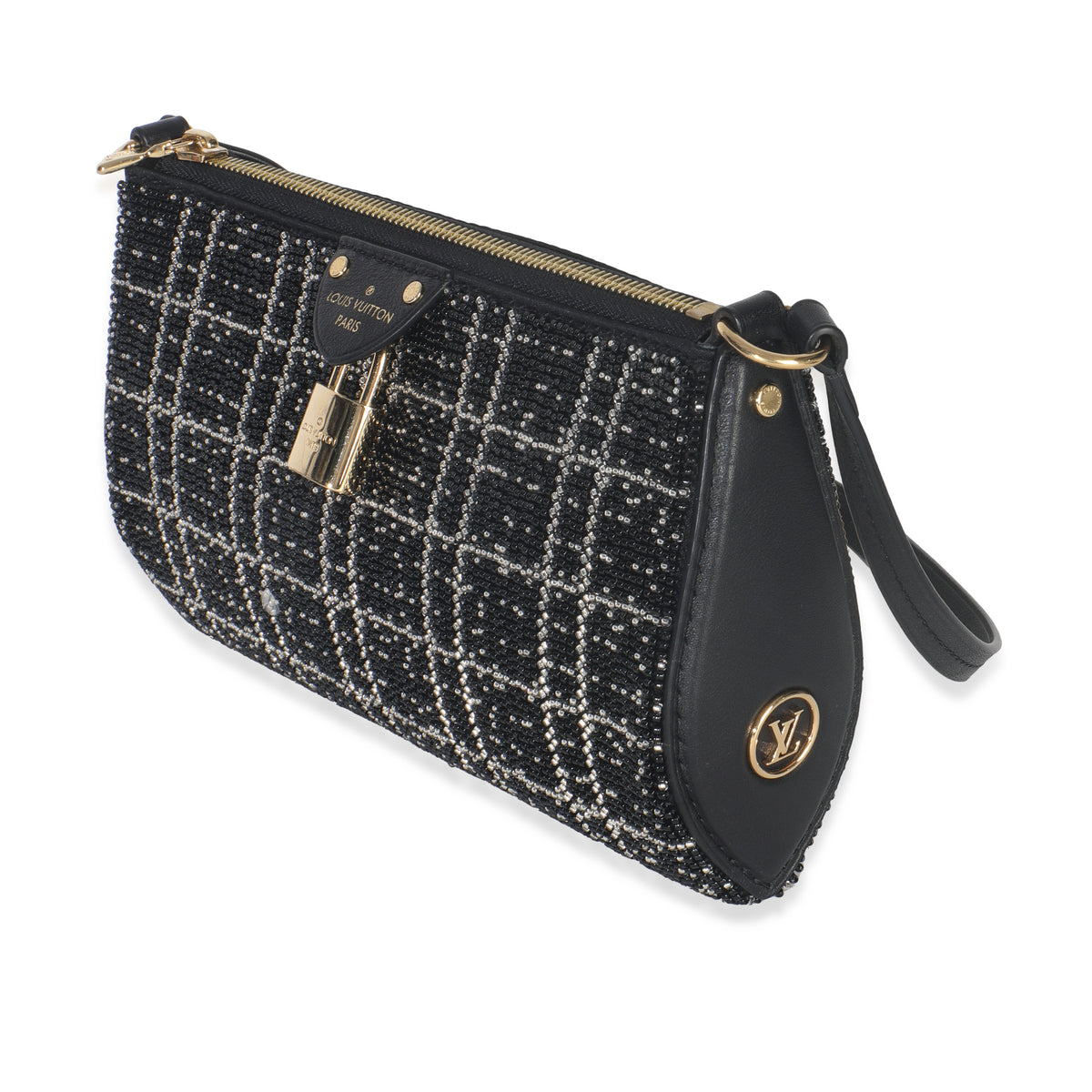 Black White Beaded Pochette Tirette