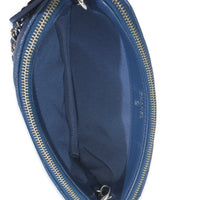 Blue Chevron Caviar Double Zip Clutch Handbag