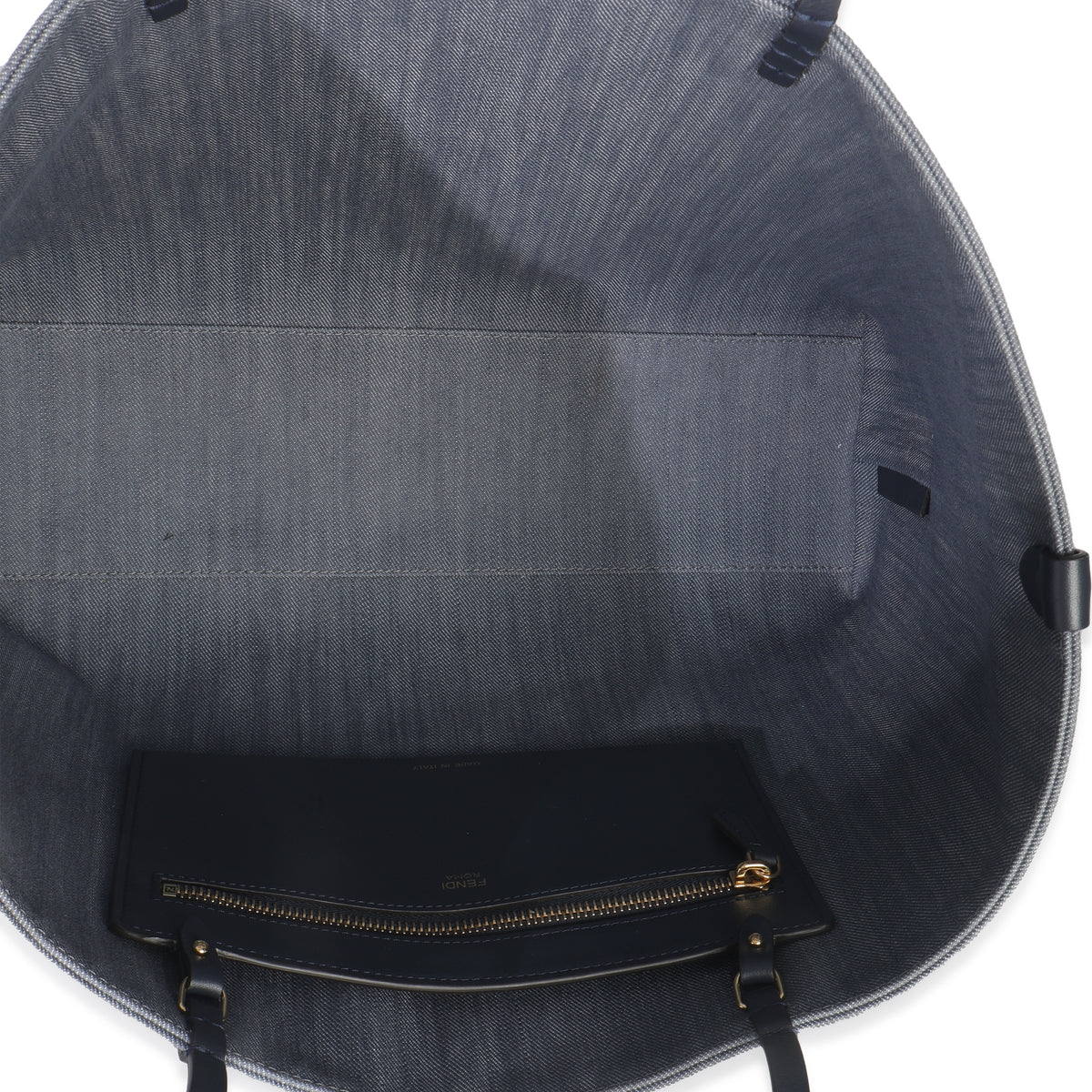 Blue FF Embroidery Canvas Large Denim Roll Tote