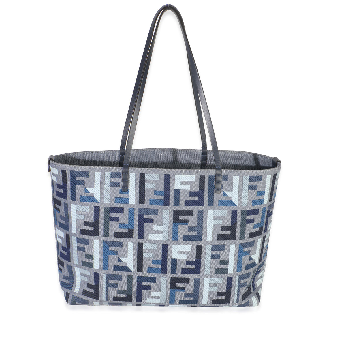 Blue FF Embroidery Canvas Large Denim Roll Tote
