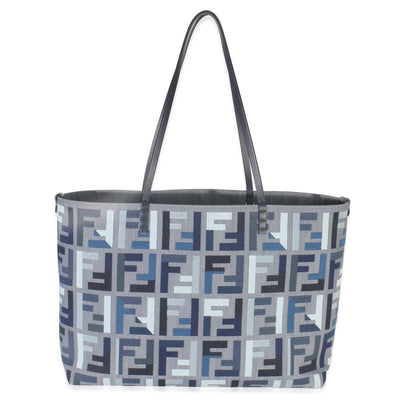 Blue FF Embroidery Canvas Large Denim Roll Tote