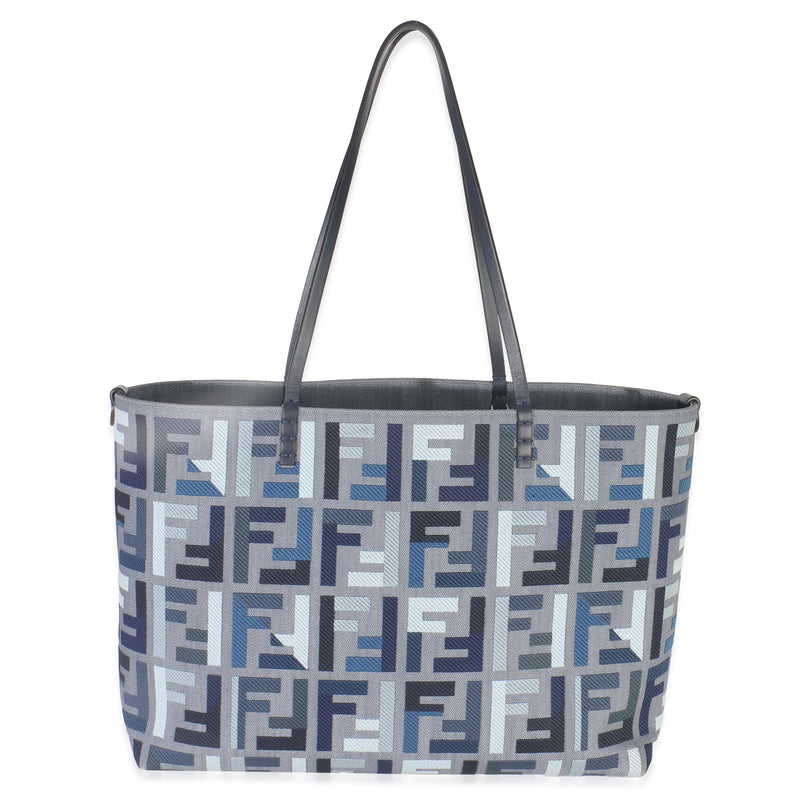 Blue FF Embroidery Canvas Large Denim Roll Tote