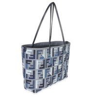 Blue FF Embroidery Canvas Large Denim Roll Tote