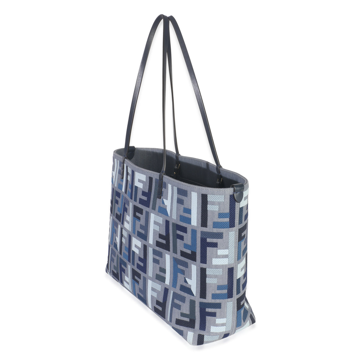 Blue FF Embroidery Canvas Large Denim Roll Tote