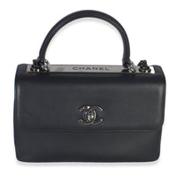 Black Calfskin Smooth Small Trendy CC Flap Bag