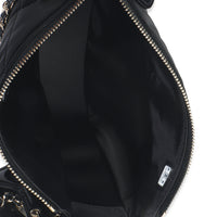 Black Velvet Effect Nylon Clutch with Chain