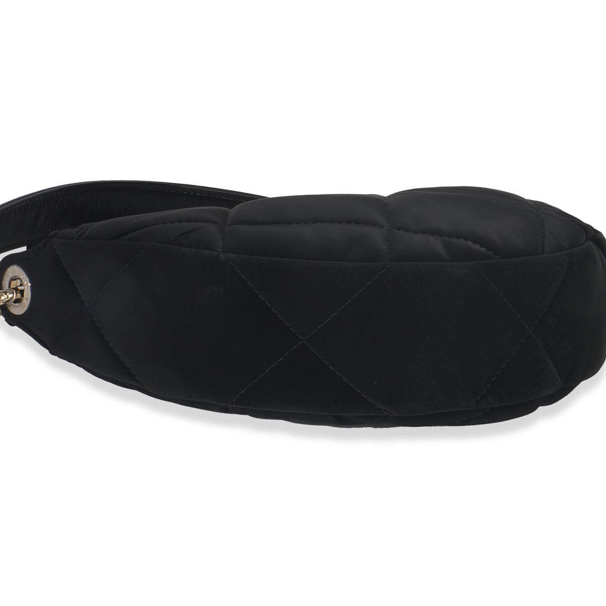 Black Velvet Effect Nylon Clutch with Chain