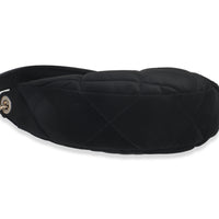Black Velvet Effect Nylon Clutch with Chain