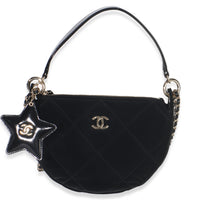Black Velvet Effect Nylon Clutch with Chain