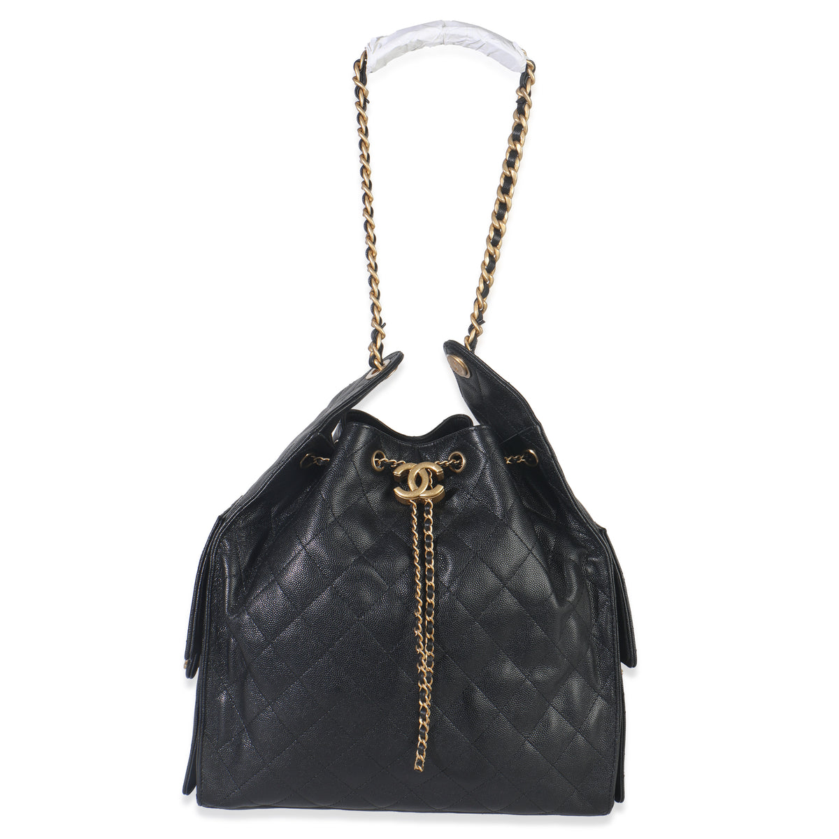 Black Quilted Caviar Medium Chanel 25 Hobo Handbag