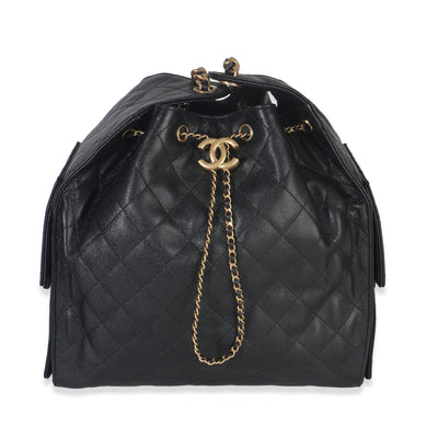 Black Quilted Caviar Medium Chanel 25 Hobo Handbag
