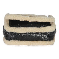 Black Shiny Crumpled Sheepskin Shearling CC Mania Flap Bag