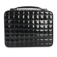 Black Patent Chocolate Bar Top Handle Flap Bag