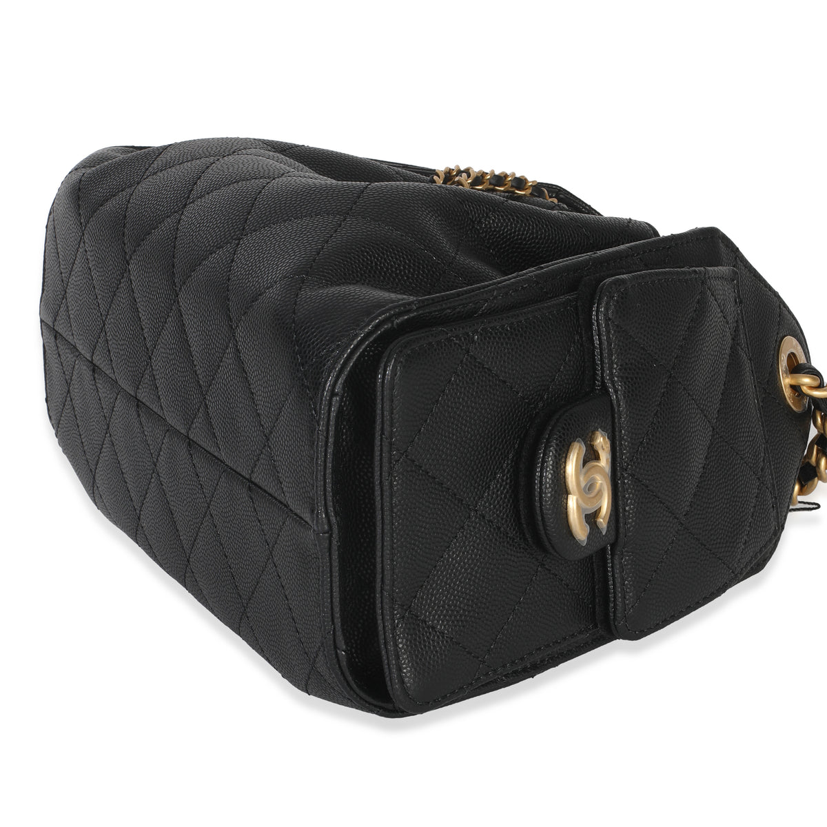 Black Quilted Caviar Mini Chanel 25 Hobo Handbag