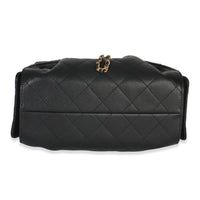 Black Quilted Caviar Mini Chanel 25 Hobo Handbag