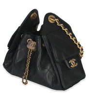 Black Quilted Caviar Mini Chanel 25 Hobo Handbag